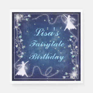 Magical Fairy Blue Starry Night Birthday Party Napkin