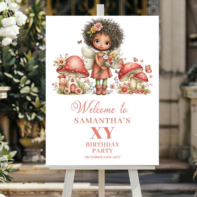 Magical Fairy Blush Pink Birthday Welcome Poster (Magical Fairy Blush Pink Birthday Welcome Poster)