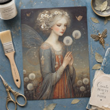 Magical Fairy & Dandelion Field Decoupage Art