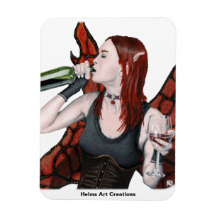 Magical Fairy Drinking Wine Fantasy Art Magnet