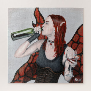 Magical Fairy Drinking Wine Fantasy Large Puzzle