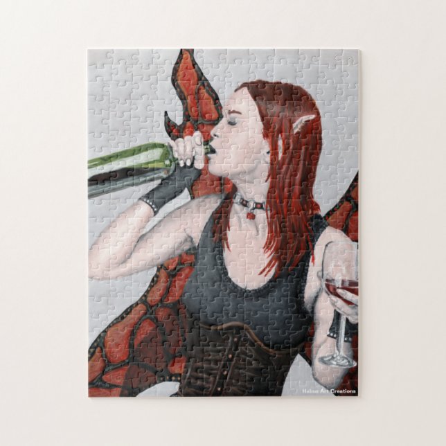 Magical Fairy Drinking Wine Fantasy Medium Puzzle (Vertical)