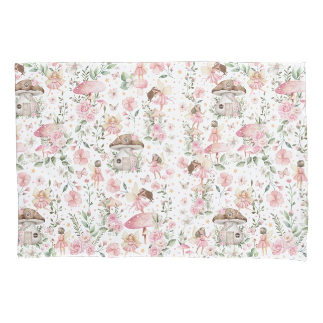 Magical Fairy Enchanted Forest Themed Girl Nursery Pillowcase (Front)