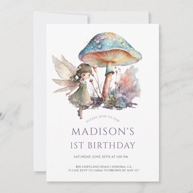 Magical Fairy Fairytale 1st Birthday Party Invitation (Front)