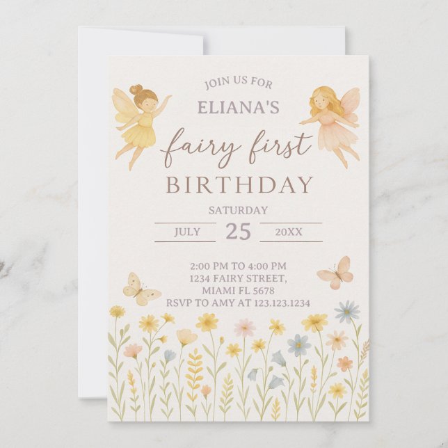 Magical Fairy First Birthday Invite (Front)