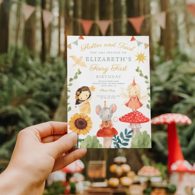 Magical Fairy First Birthday Mushroom Woodland Invitation (Creator Uploaded)