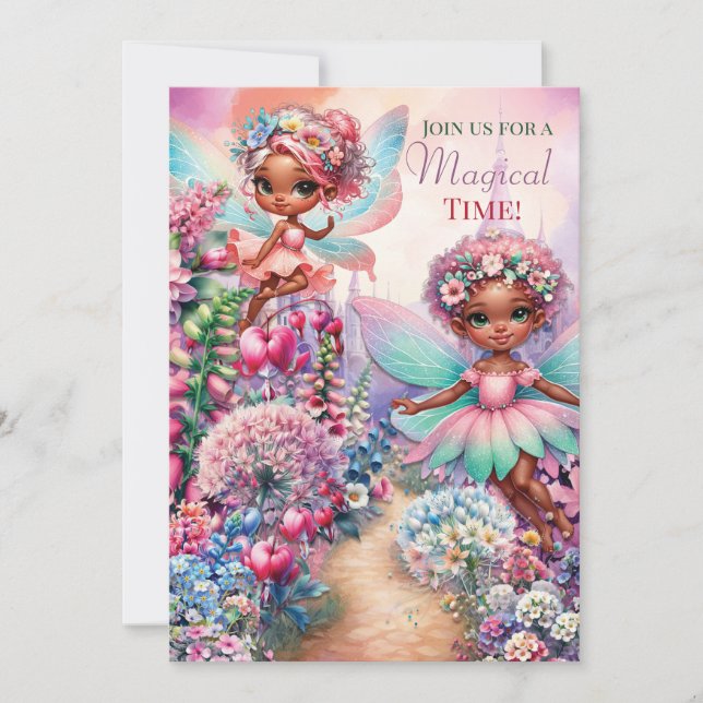 Magical Fairy First Birthday Party Invitation (Front)