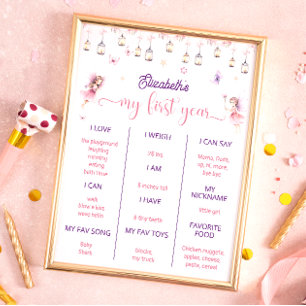 Magical Fairy First Birthday Party Milestone Poster
