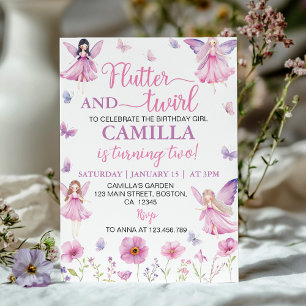 Magical Fairy Floral Garden Butterfly Birthday Invitation