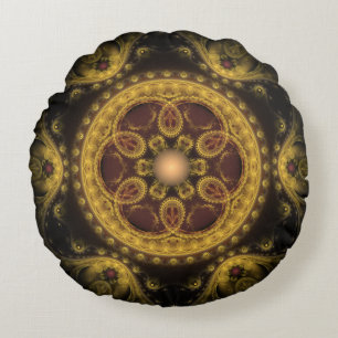 Magical fairy fractal ornament mandala round cushion