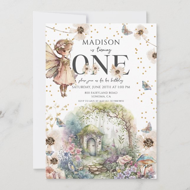 Magical Fairy Garden 1st Birthday Invitation (Front)