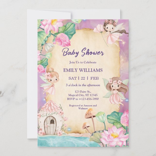 Magical Fairy Garden Baby Shower Invitation (Front)