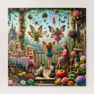 Magical Fairy Garden Enchanted Tea Party Jigsaw Puzzle