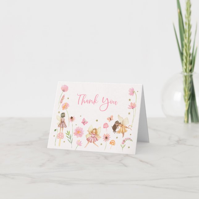 Magical Fairy Garden Floral Birthday Thank You Card (Front)