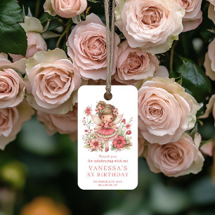 Magical Fairy Girl 3rd Birthday Blush Floral Favor Gift Tags
