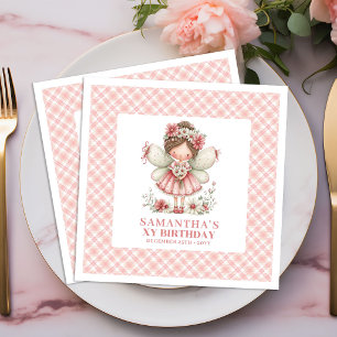 Magical Fairy Girl 3rd Birthday Blush Floral  Napkin