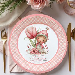 Magical Fairy Girl 3rd Birthday Blush Pink paper  Plate