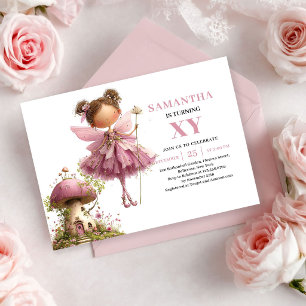 Magical Fairy Girl 3rd Birthday Floral Pink invite