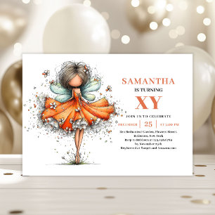 Magical Fairy Girl 3rd Birthday Pastel Floral Invitation