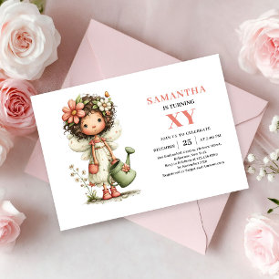 Magical Fairy Girl 3rd Birthday Pink Floral invite