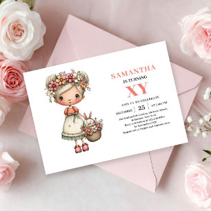 Magical Fairy Girl 7th Birthday Pastel Pink invite