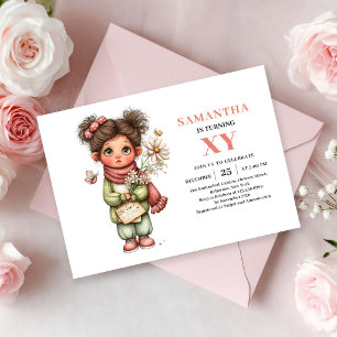 Magical Fairy Girl Birthday Pastel Blush Floral  Invitation