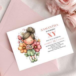 Magical Fairy Girl Birthday Pink Blush Floral Invitation