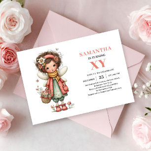 Magical Fairy Girl Birthday Pink Floral invitation