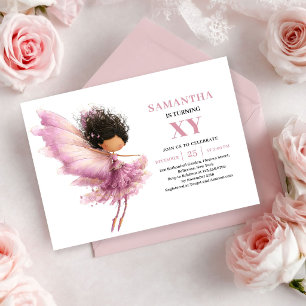 Magical Fairy Girl Birthday Rose Gold Floral Invitation
