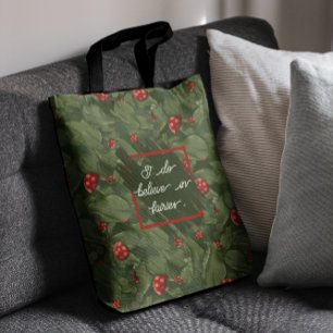 Magical Fairy Leaves & Red Toadstools Watercolour  Tote Bag