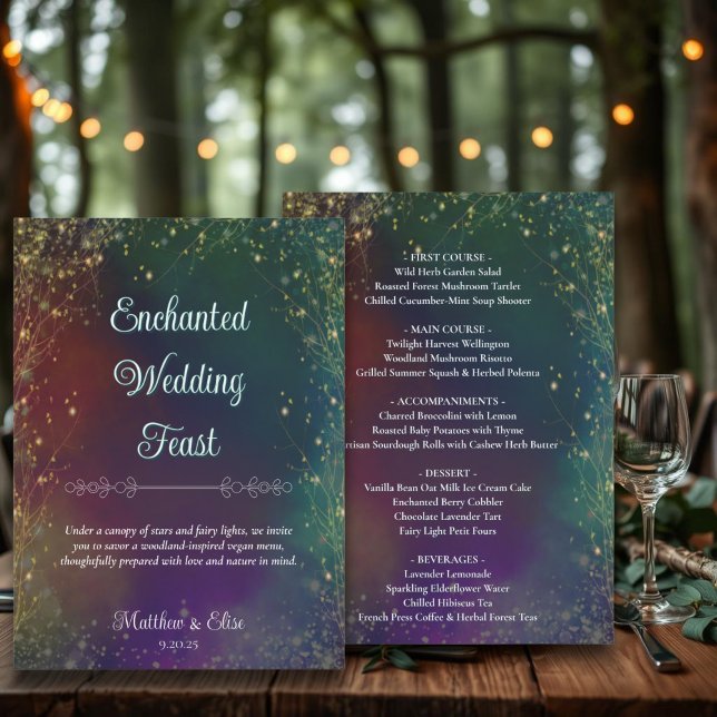 Magical Fairy Lights Woodland Outdoor Wedding Menu (Creator Uploaded)