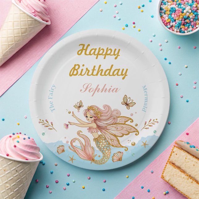 Magical Fairy Mermaid Girl's Birthday Party Paper Plate (Creator Uploaded)