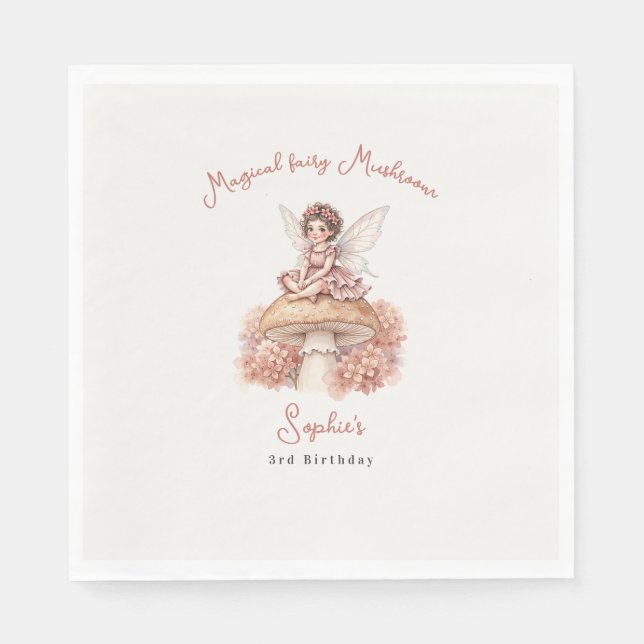 Magical Fairy Mushroom 3rd birthday  Napkin (Front)