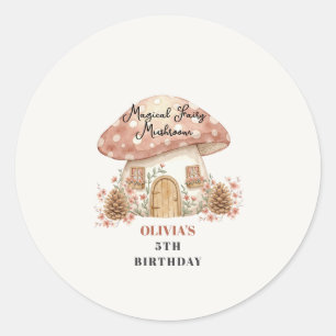 Magical Fairy Mushroom 5th birthday  Classic Round Sticker