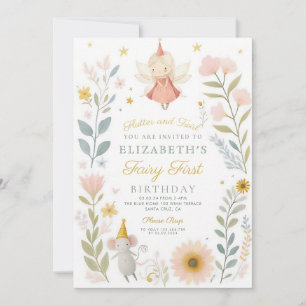 Magical Fairy Mushroom First Birthday Invitation