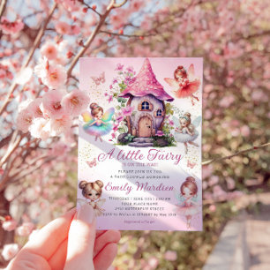 Magical Fairy Pink Blush Floral Garden Baby Shower Invitation