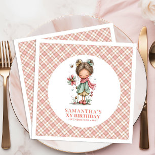 Magical Fairy Pink Floral 3rd Birthday Party  Napkin