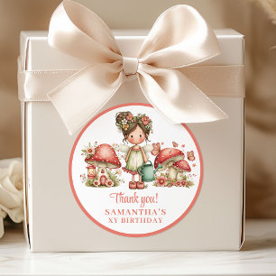 Magical Fairy Pink Floral Girl Birthday Thank You  Classic Round Sticker