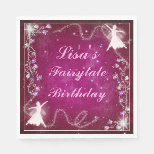 Magical Fairy Pink Starry Night Birthday Party Napkin