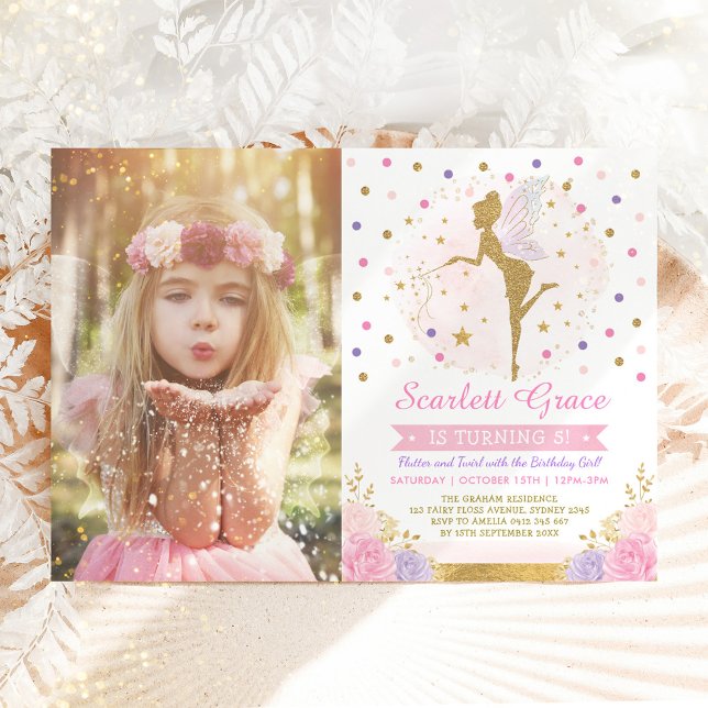 Magical Fairy Pixie Dust Floral Confetti Birthday Invitation (Creator Uploaded)