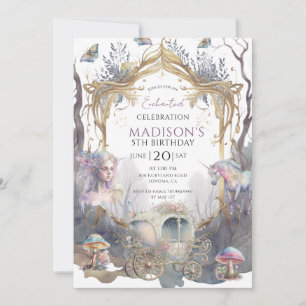 Magical Fairy Pixie Fairytale 5th Birthday Party Invitation