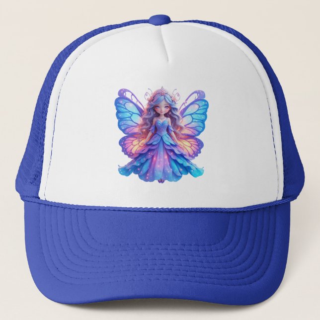 Magical Fairy Princess with Glowing Butterfly Wing Trucker Hat (Front)