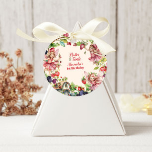 Magical Fairy Strawberry Garden Pixie 1st Birthday Classic Round Sticker