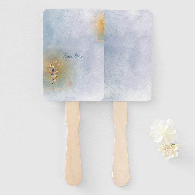 Magical Fairy Tale garden hand fan  (Front and Back)