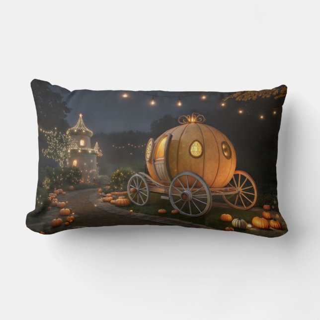 Magical Fairytale Pumpkin Carriage Lumbar Cushion (Front)
