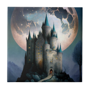 Magical Fantasy Castle Full Moon Tile