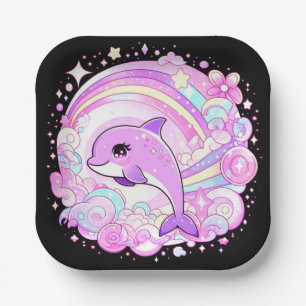 Magical Fantasy Dolphin Baby Shower Paper Plate