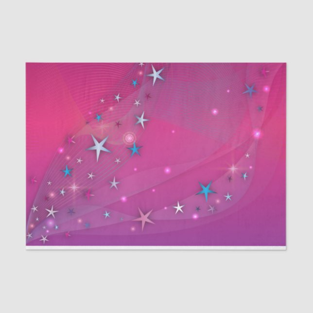 Magical Fantasy Dreamy Celestial Stars on Magenta Tissue Paper (Front)