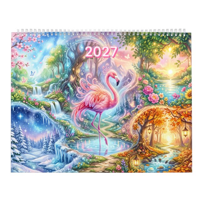 Magical Fantasy Flamingo Four Seasons Dreamscape Calendar (Cover)