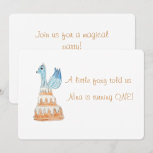 Magical Fantasy Fox 1st Birthday Party Invitation